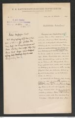 k.k. naturhistorisches Hofmuseum, Intendanzakten 1885-1896 (Hauer), Aktenzahl Z.631/1891, Seite 1